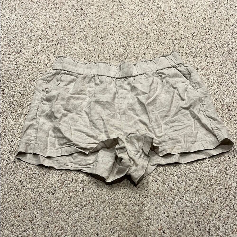 J Crew Womens Pull on Linen Shorts Sz XL Beige 3" inseam Casual Coastal Beach